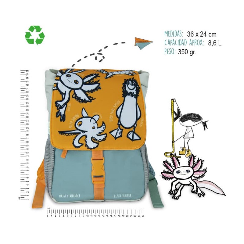 Mochila-Pizarra escolar Animales Raros - Librería Mundo Ideas