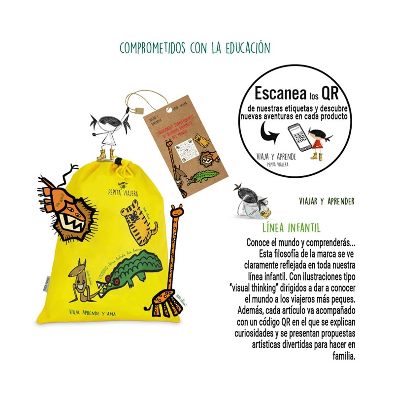 Mochila Blanda Saco Animales - Librería Mundo Ideas