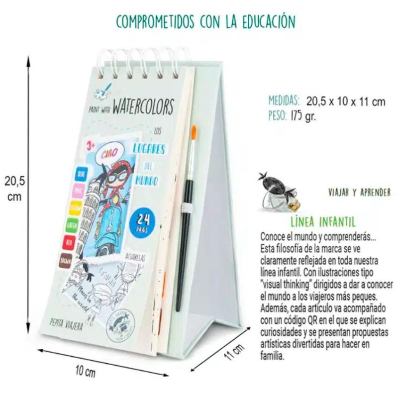 Libro para colorear con acuarelas Saludos del Mundo - Librería Mundo Ideas