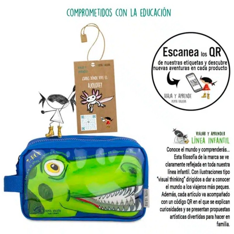 Neceser transparente infantil Dinosaurios - Librería Mundo Ideas