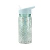 Botella Plástico con Pajita Glitter Stars Turquoise Personalizable - Librería Mundo Ideas