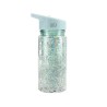 Botella Plástico con Pajita Glitter Stars Turquoise Personalizable - Librería Mundo Ideas