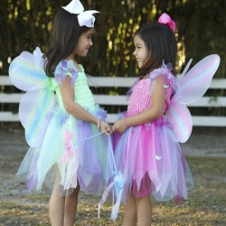 Vestido mariposa rosa y azul de 5 a 6 años - Librería Mundo Ideas